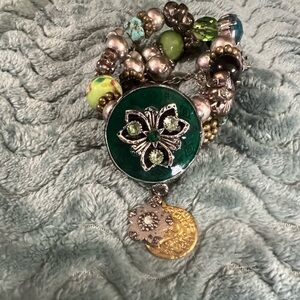 NWOT STRETCHY BRACELET WITH GREEN AND BLUE BEADS